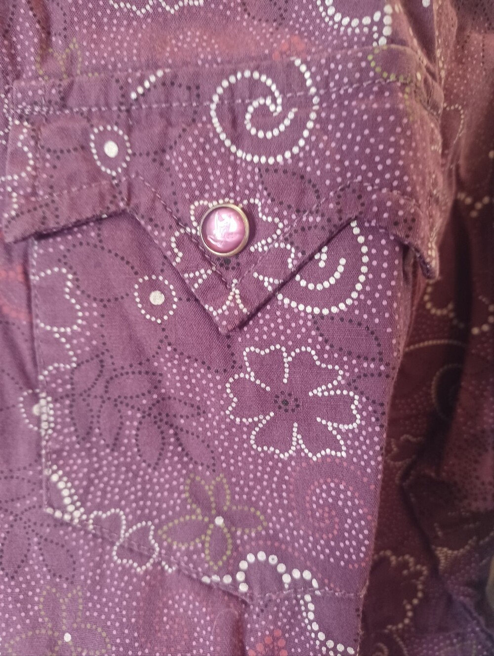 🐴💜ANGEL RANCH COWGIRL COWBOY LONG SLEEVE PEARL SNAP SHIRT LARGE